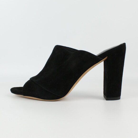NEW Vince Heath Black Suede Block Heel Mules | Cross Strap Slide Sandals - Picture 5 of 12
